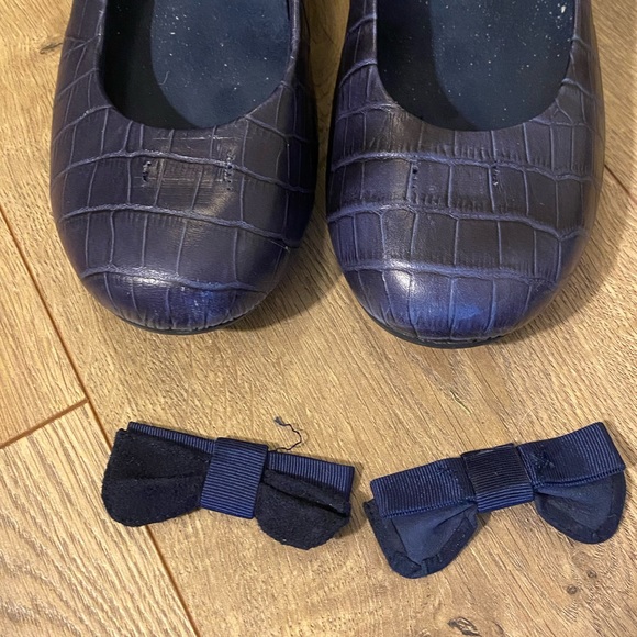 Vionic Lydia Blue Leather Croc Slip On Demi Wedge Shoes 8 / 39 - bows removed - Picture 11 of 11